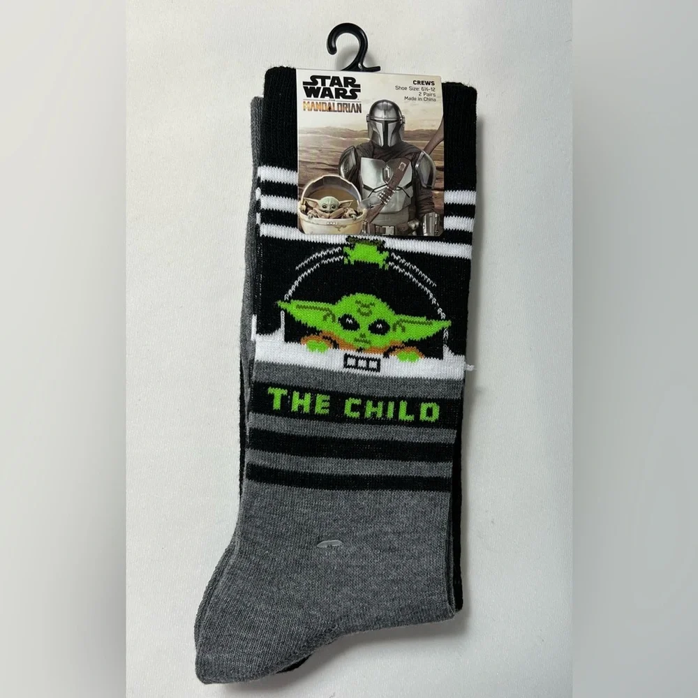 2 Packs Star Wars Mandalorian & Obi-Wan Kenobi Crew Socks Men’s Size:6.5 - 12